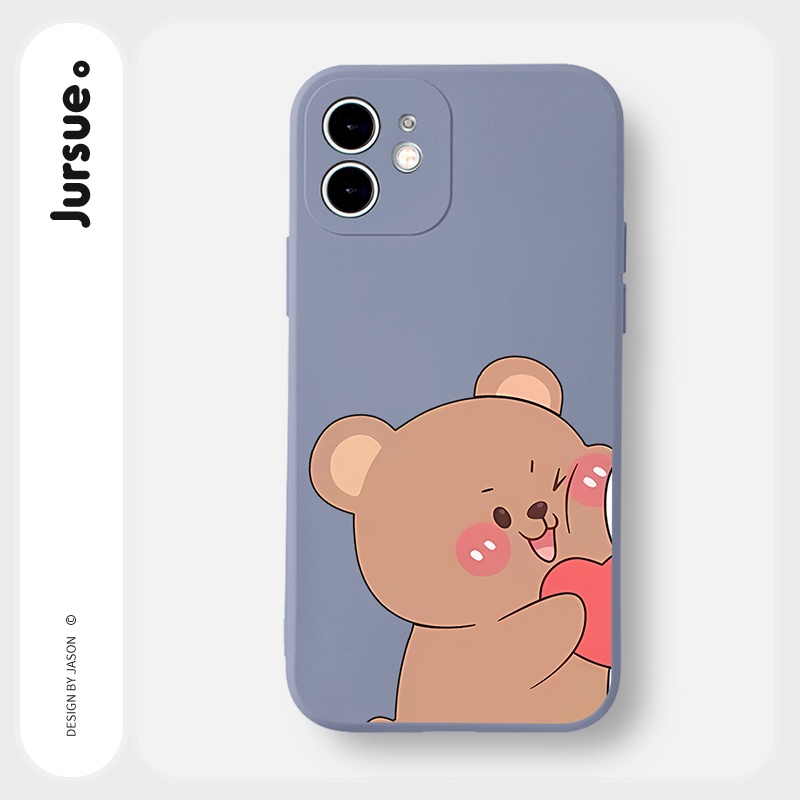 Ốp lưng JURSUE hoạt hình cặp đôi dễ thương đẹp nam nữ Cho iPhone 14 13 12 11 Pro Max SE 2020 X XR XS 8 7 ip 6S 6 Plus Y2475