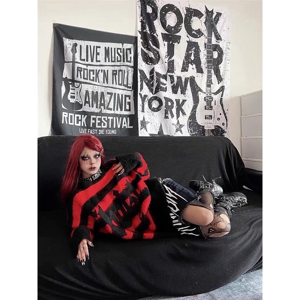 Áo len sweater chính hãng sọc ngang dày ấm kiểu dáng Unisex phong cách cá tính