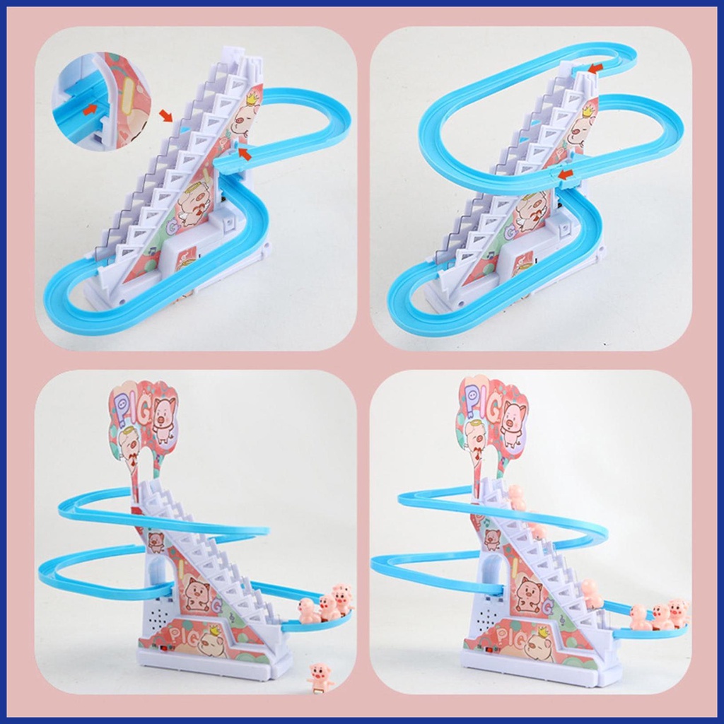 Đồ Chơi Đường Ray Chạy Bằng Pin Hình Heo Nhỏ Có Đèn LED Và Nhạc Vui Nhộn