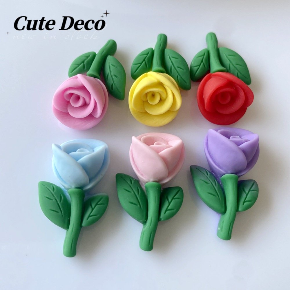 [Trang Trí Dễ Thương] Giày Crocs / Giày Crocs Đính Hoa Hồng / Đỏ / Vàng Bằng Nhựa Resin DIY 6 Màu Để Lựa Chọn