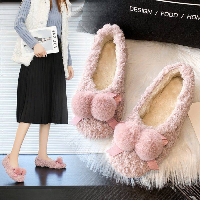 Giày Lười Lót Nhung Thời Trang Mùa Đông Cho Nữ