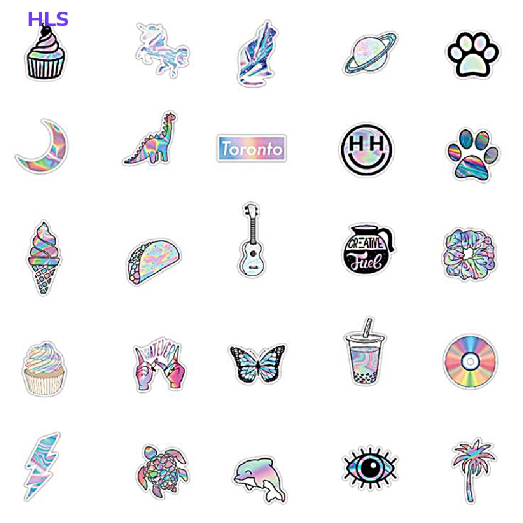 Bộ 50 Miếng Dán Trang Trí Vali Đàn Guitar / Mũ Bảo Hiểm Họa Tiết Graffiti