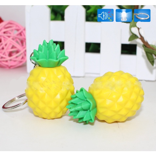 Móc khoá quả dứa có đèn led MKL8a phát âm thanh cute dễ thương