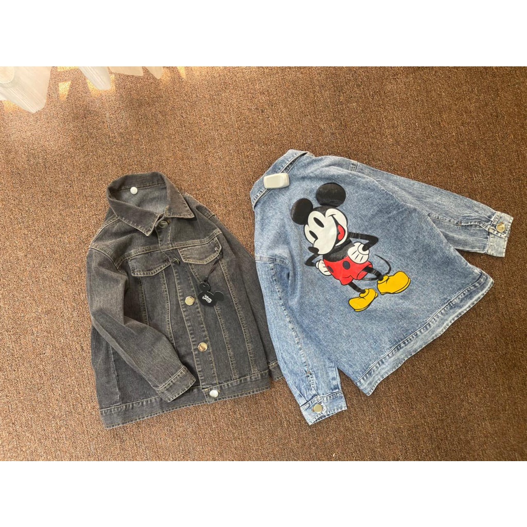 Áo jacket Denim Disney cầm siêu nặng tay từ đông sang hè đều hợp cho bé 13-30Kg