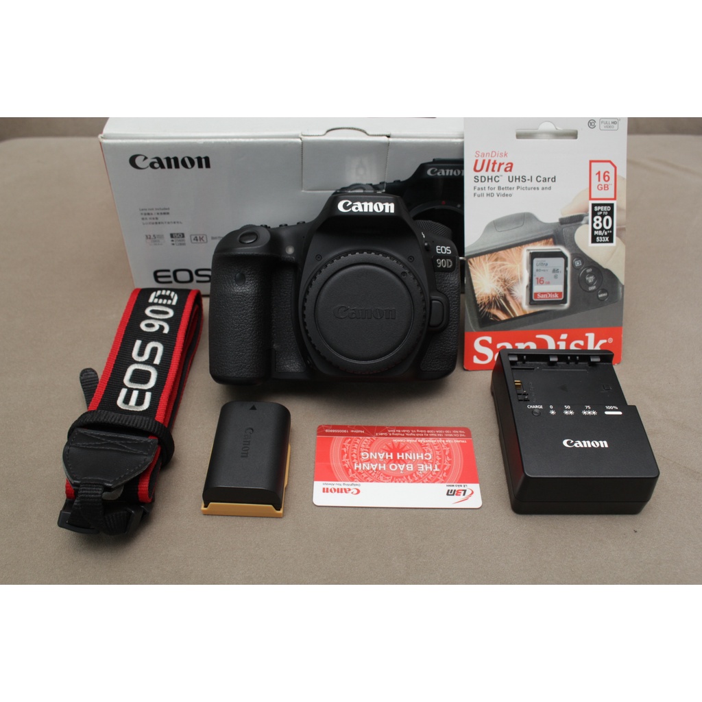 Máy ảnh Canon 90D fullbox như mới 98%