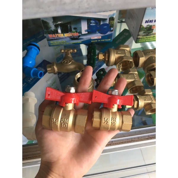 Van bi đồng tay bướm (tay lơ) MBV Minh Hòa dn15(1/2''), dn20(3/4'') Việt Nam cao cấp