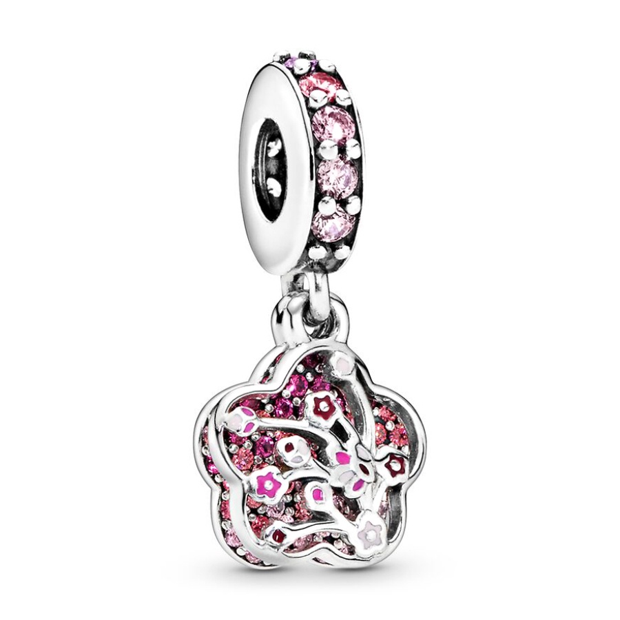 Hạt Charm Màu Bạc Hình Trái Tim / Bông Hoa / Trái Tim Màu Sắc Xinh Xắn Dùng Làm Mặt Dây Chuyền / Tai