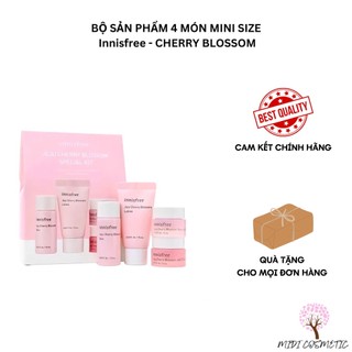 Bộ 4 Sản Phẩm Dưỡng Ẩm Và Nâng Tông Da Trắng Hồng Tự Nhiên Innisfree Jeju Cherry Blossom Special Kit (4 Sản Phẩm)