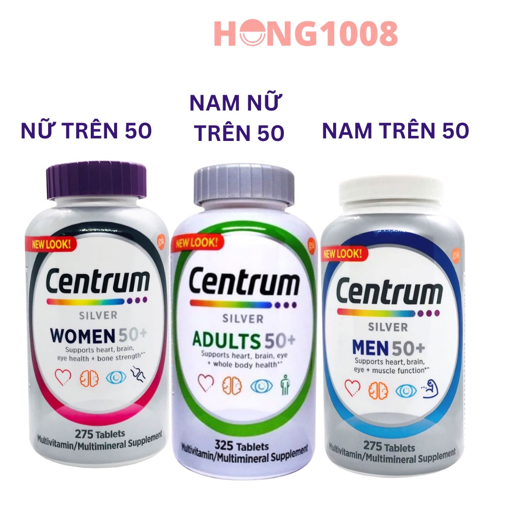 Viên uống Centrum Silver Men 50+ Multivitamin 275 viên dành cho nam giới từ 50 tăng cường sức khỏe Hong1008