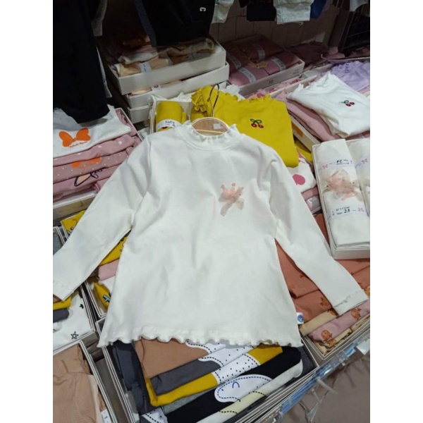 Áo giữ nhiệt cách điệu hàng cotton cao cấp cho bé gái 2 màu trắng hồng xinh xắn