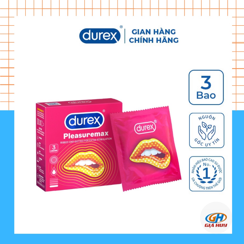 Bao cao su gân gai Durex Pleasuremax hộp 3 cái