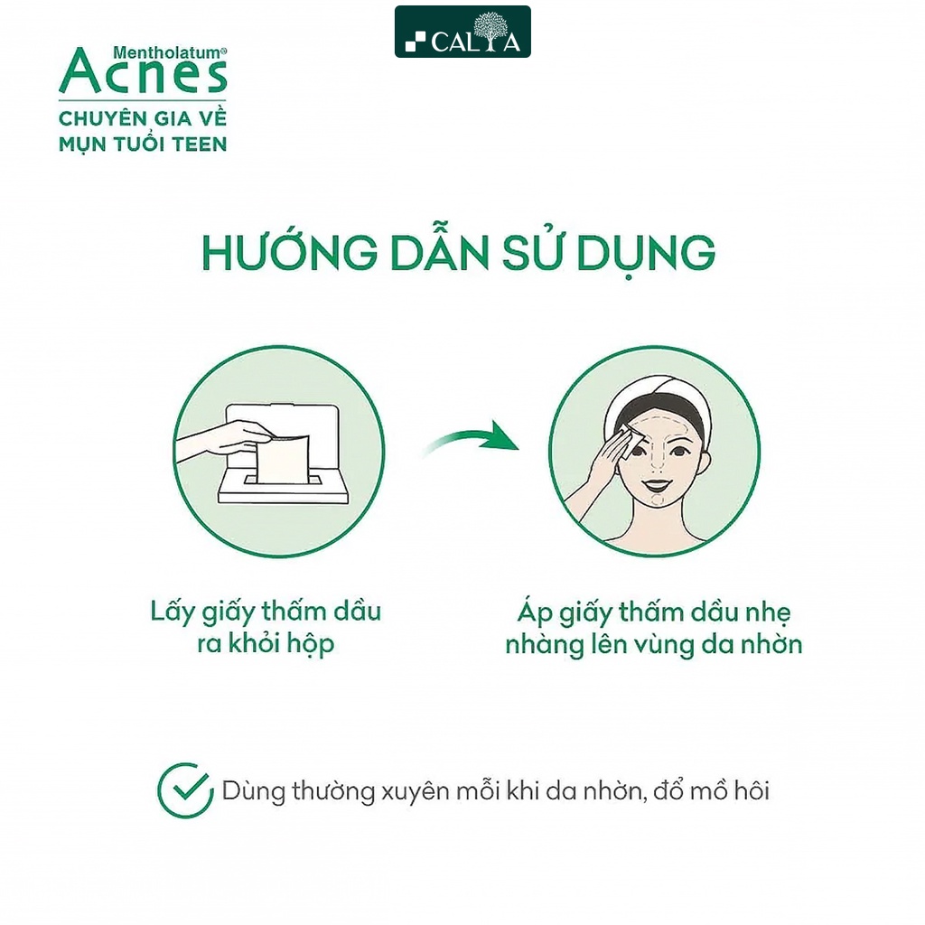 Giấy Thấm Dầu Acnes Thấm Hút Nhanh Dầu Nhờn Thừa Trên Da - Acnes Oil Remover Paper 100 Tờ