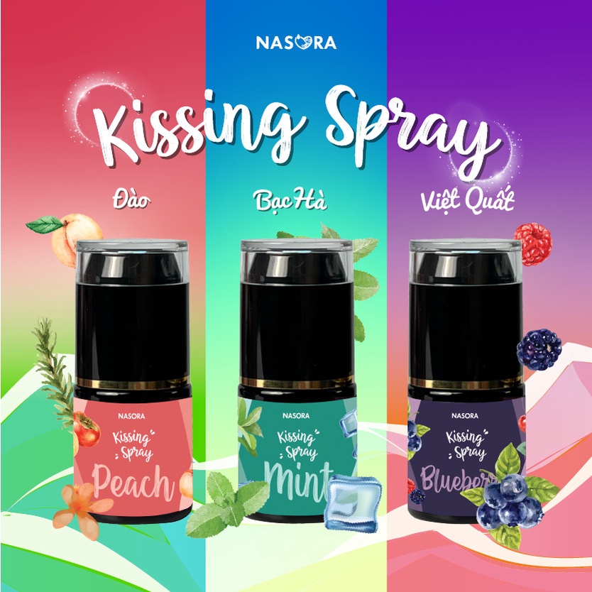 Xịt Thơm Miệng Kissing Spray Nasora Hương Thơm Ngọt Ngào The Mát Chai 20ml