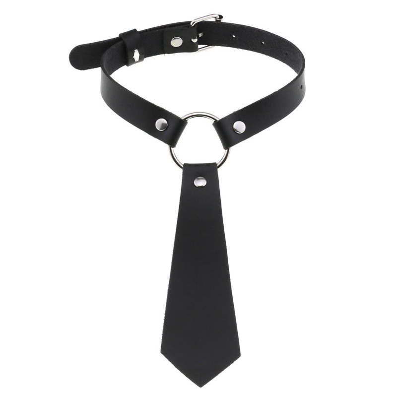 Vòng Cổ Choker Giả Da Màu Đen Phối Đinh Tán Phong Cách Gothic Punk Cổ Điển Cá Tính Dành Cho Nữ