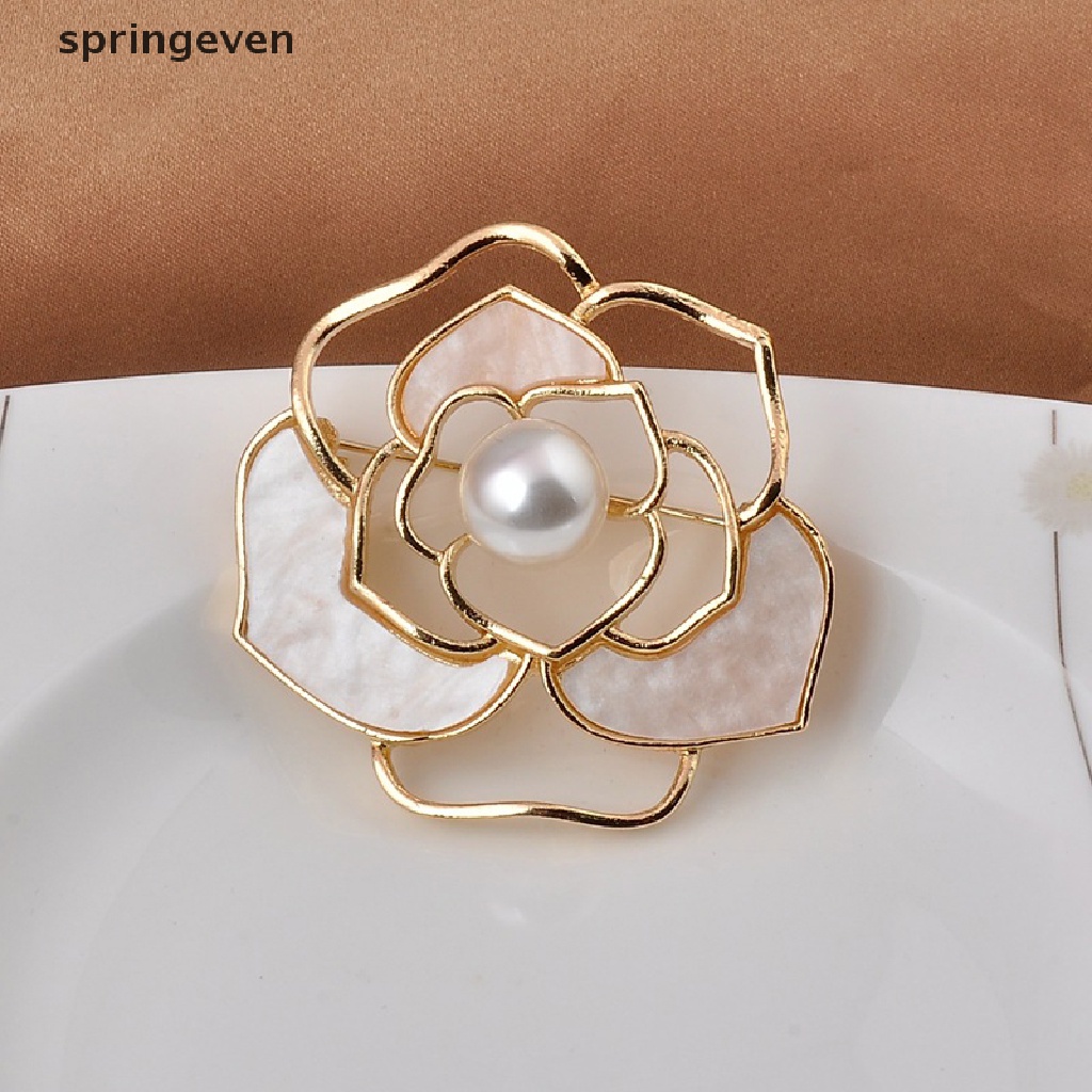 Ghim Cài Áo Hình Hoa Trà Đính Ngọc Trai Thời Trang Cho Nữ