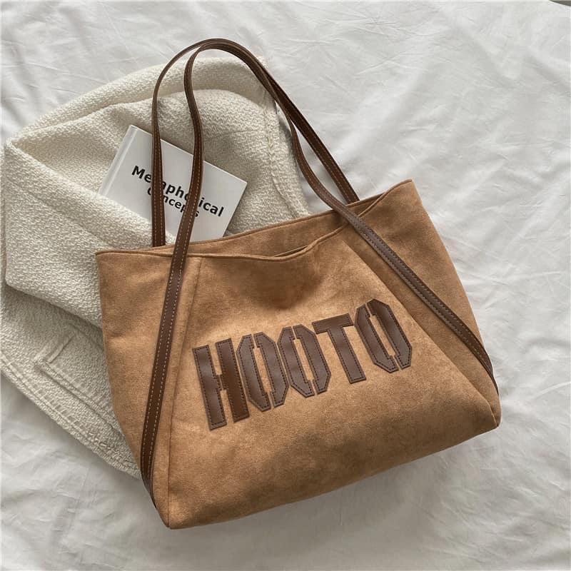 Túi đeo vai da lộn Hooto phong cách Hàn xinh xắn, trẻ trung