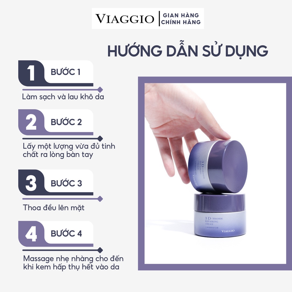 Kem Dưỡng Phục Hồi Chuyên Sâu CERAMIDE Làm Dịu Da Dưỡng Ẩm VIAGGIO 3D Ceramide Repairing Cream 50g