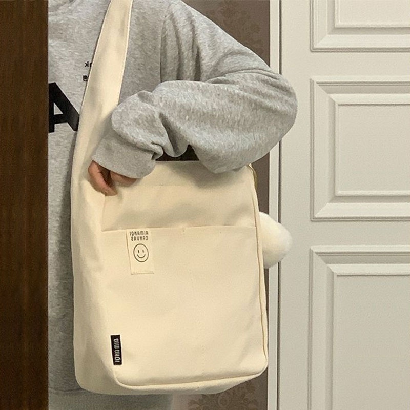 Mischa Túi Đeo Vai Vải canvas Màu Trơn Sức Chứa Lớn Dễ Phối Đồ Thời Trang Cho Học Sinh