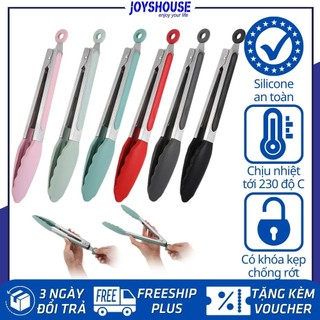 Kẹp gắp đồ nóng cán inox lưỡi silicone - Kẹp gắp thức ăn silicon JOYSHOUSE