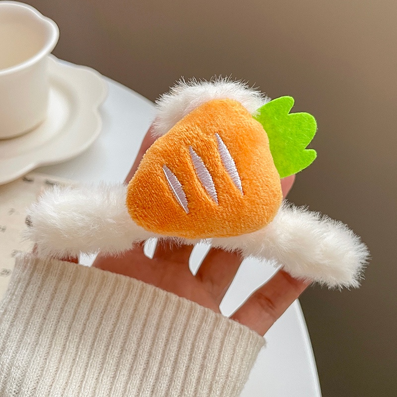 Kẹp Tóc Hình Củ Cà Rốt Bằng Lông Nhung Dễ Thương Xinh Xắn