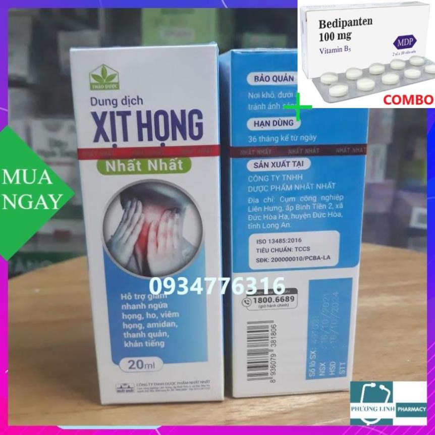 Combo Bedipanten 100mg +  Xịt Họng Nhất Nhất - hỗ trợ làm giảm nhanh ngứa họng, ho, khản tiếng