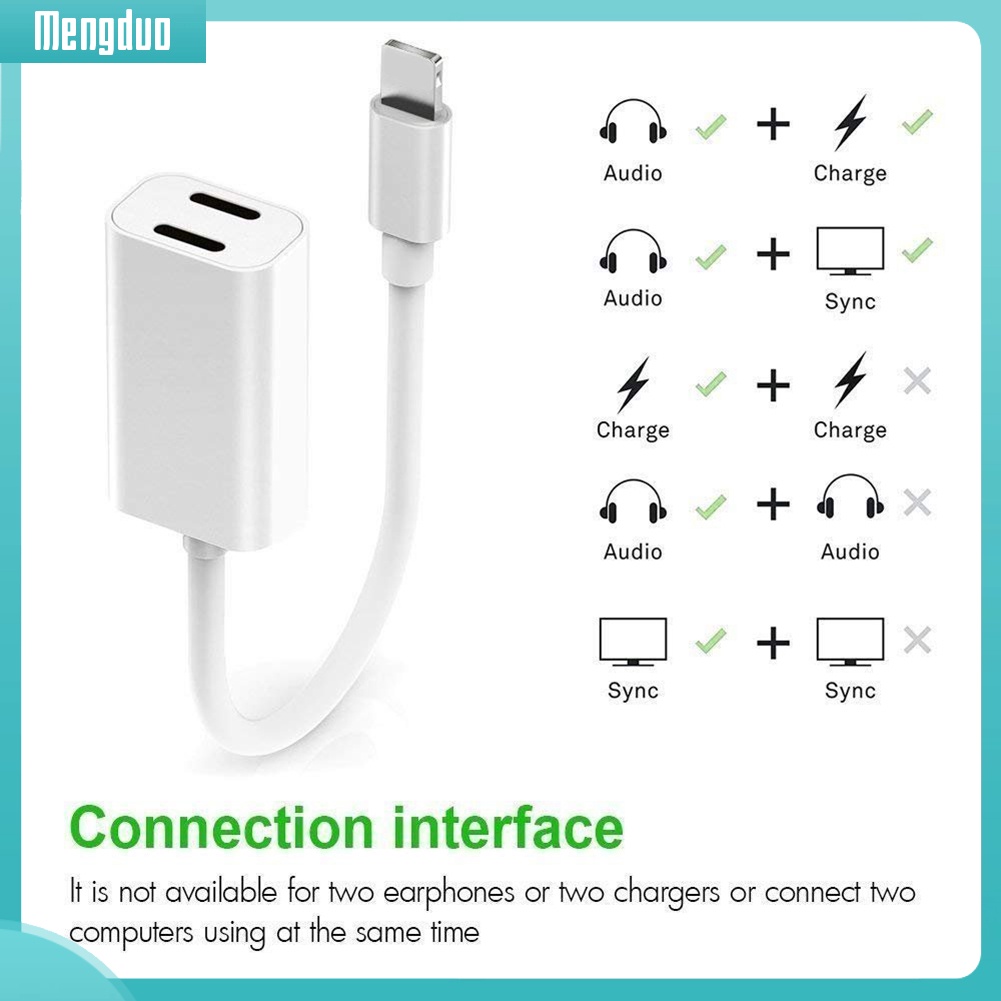 Dây cáp chia cổng sạc và tai nghe 2 trong 1 cho iPhone