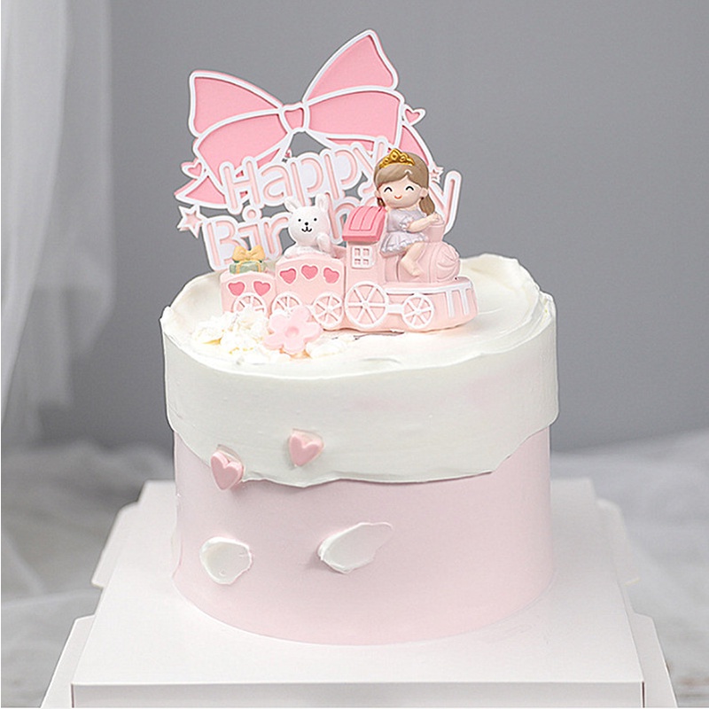 Đồ trang trí bánh sinh nhật  em bé cưỡi tàu