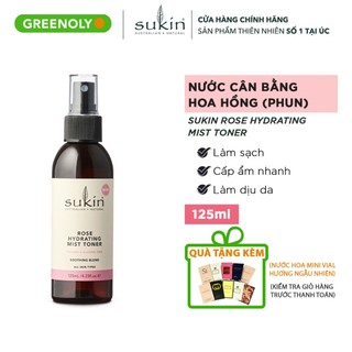 Sukin Nước Cân Bằng Dạng Phun Sương Hoa Hồng Rose Hydrating Mist Toner 125ml