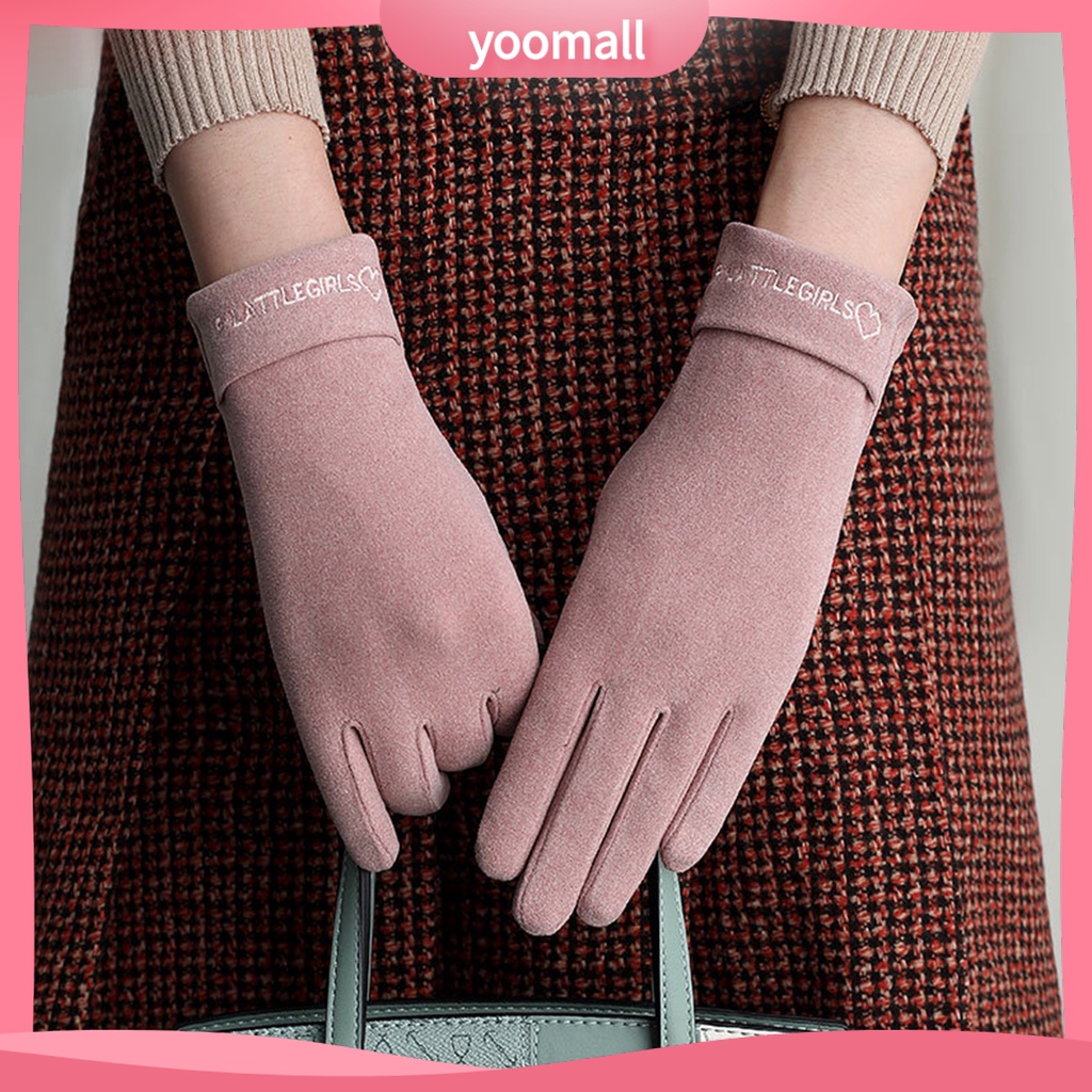 Găng Tay Lái Xe Dày Dặn Ấm Áp Có Thể Chạm Màn Hình Cảm Ứng Dành Cho Nữ