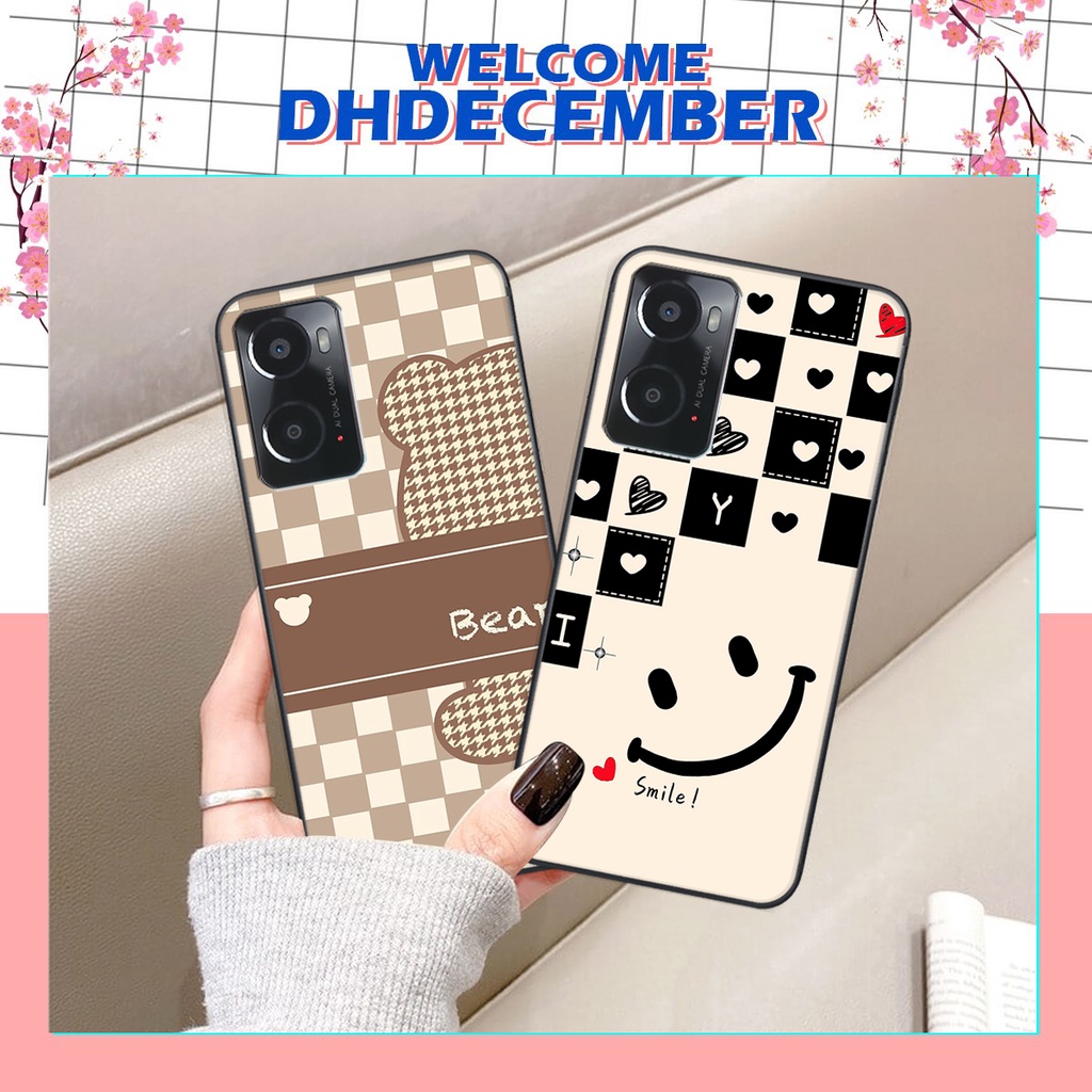 Ốp lưng Oppo A36 / A76 / A96 4G in hình tim, kẻ vuông mẫu mới CỰC XINH