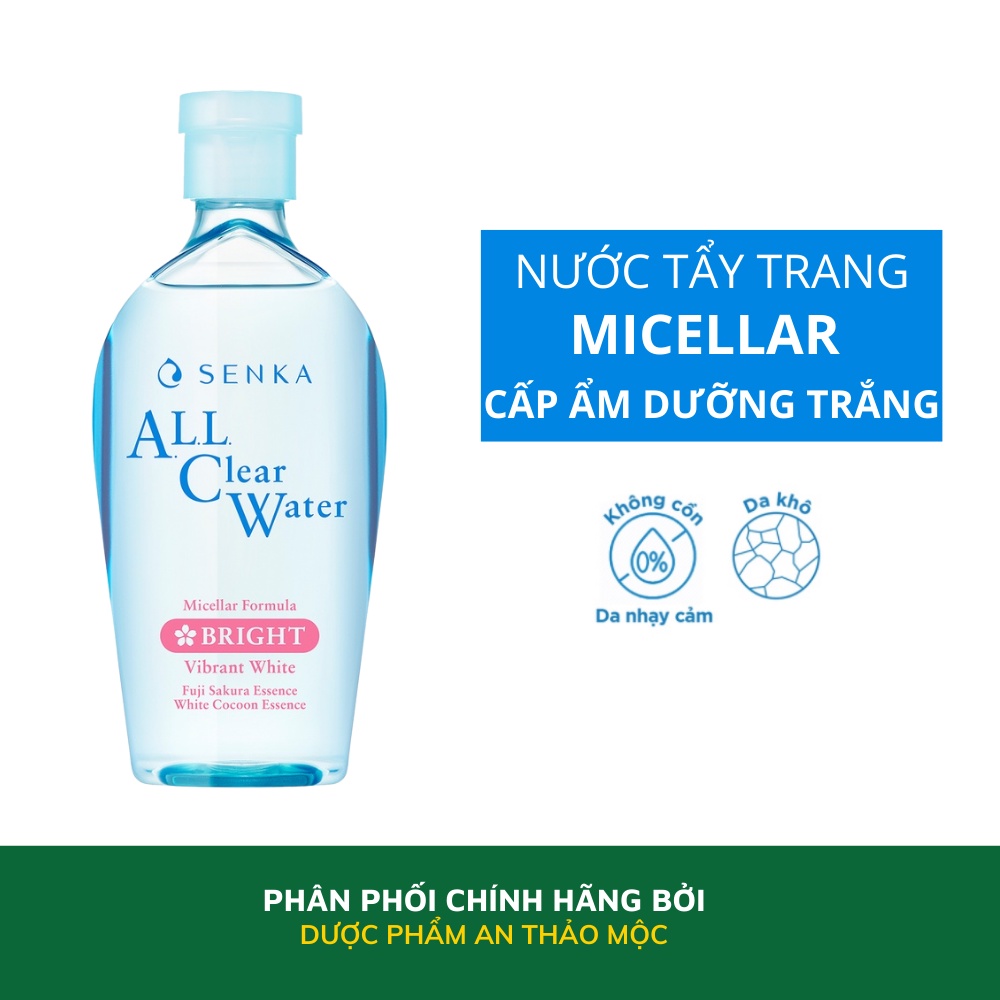 Nước Tẩy Trang Senka All Clear Water Bright làm sạch sâu bụi bẩn cặn trang điểm cấp ẩm dưỡng trắng 230ml.5021