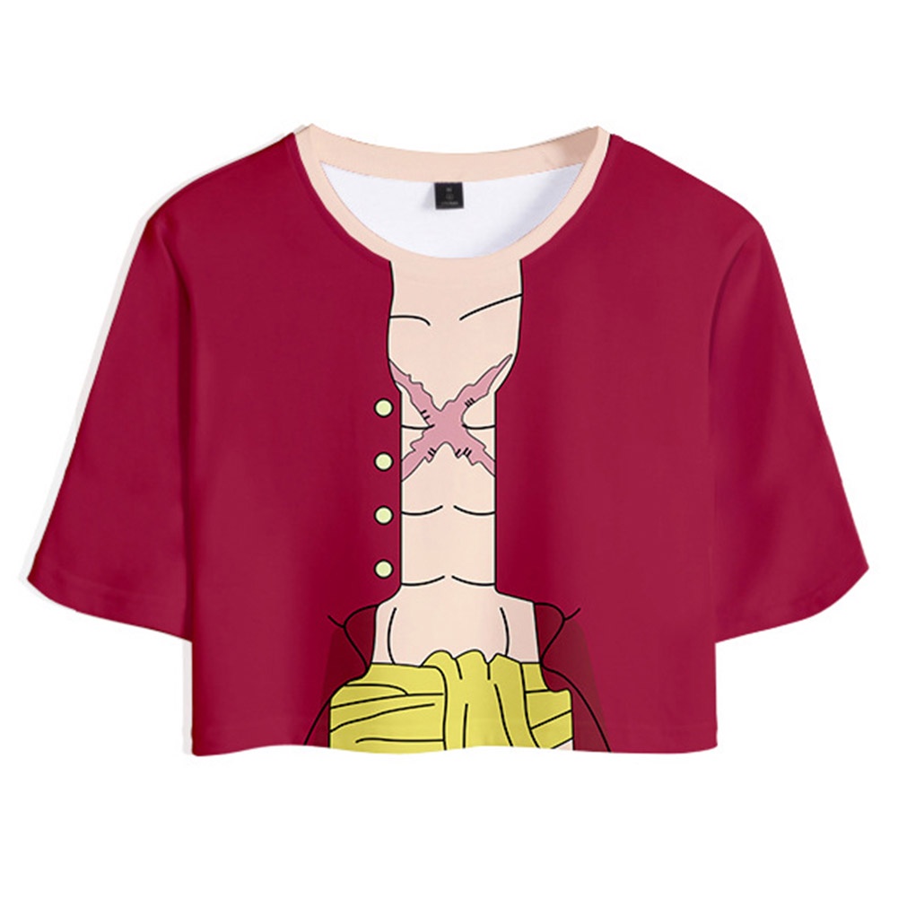 Một con Khỉ D. Set Áo Croptop + Quần Short Hóa Trang Nhân Vật Luffy Cá Tính Cho Nữ