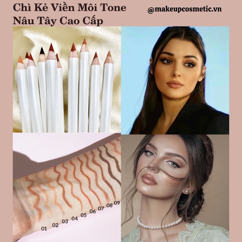 Chì Kẻ Viền Môi Tone Nâu Đất Siêu Tây Cao Cấp