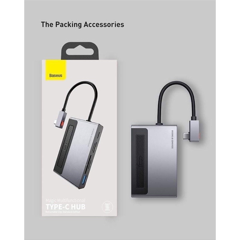 Hub type C 6 in 1 có đọc thẻ và cổng 3.5 Baseus