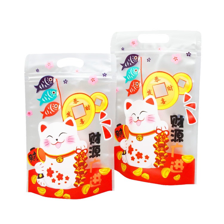 Túi Đựng Kẹo Mẫu Mèo Thần Tài Trong Suốt