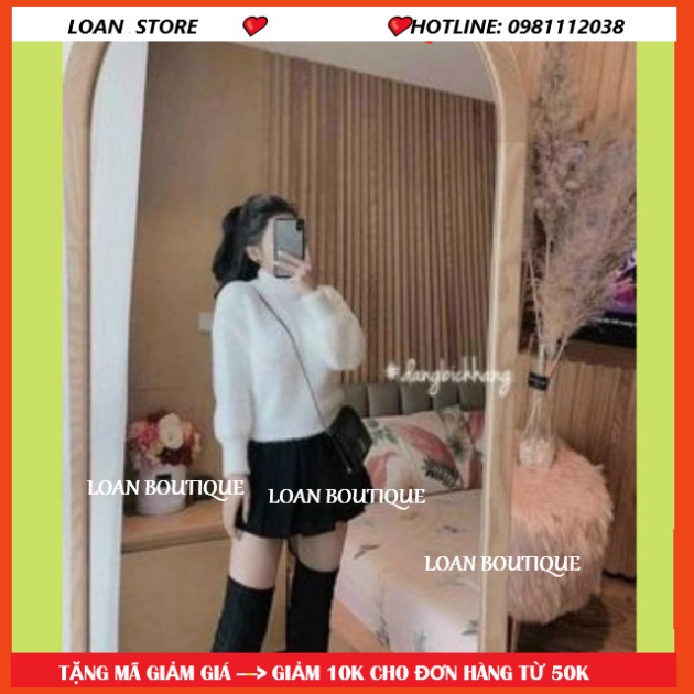 Áo len cổ lọ nữ-Áo len lông thỏ cổ cao giữ ấm tốt phong thái HÀN QUỐC [MIỄN SHIP TƯ 2 SP]