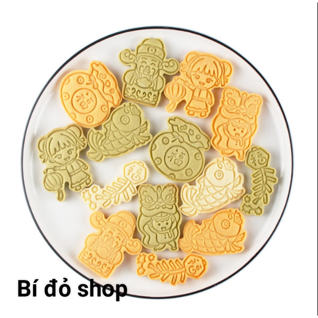 Bộ khuôn bánh quy, bánh qui, bánh cookies, cookie TẾT bằng nhựa 6 mẫu