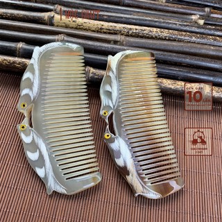 Lược sừng múi bưởi họa tiết đôi chim uyên ương | Mộc Craft TU39