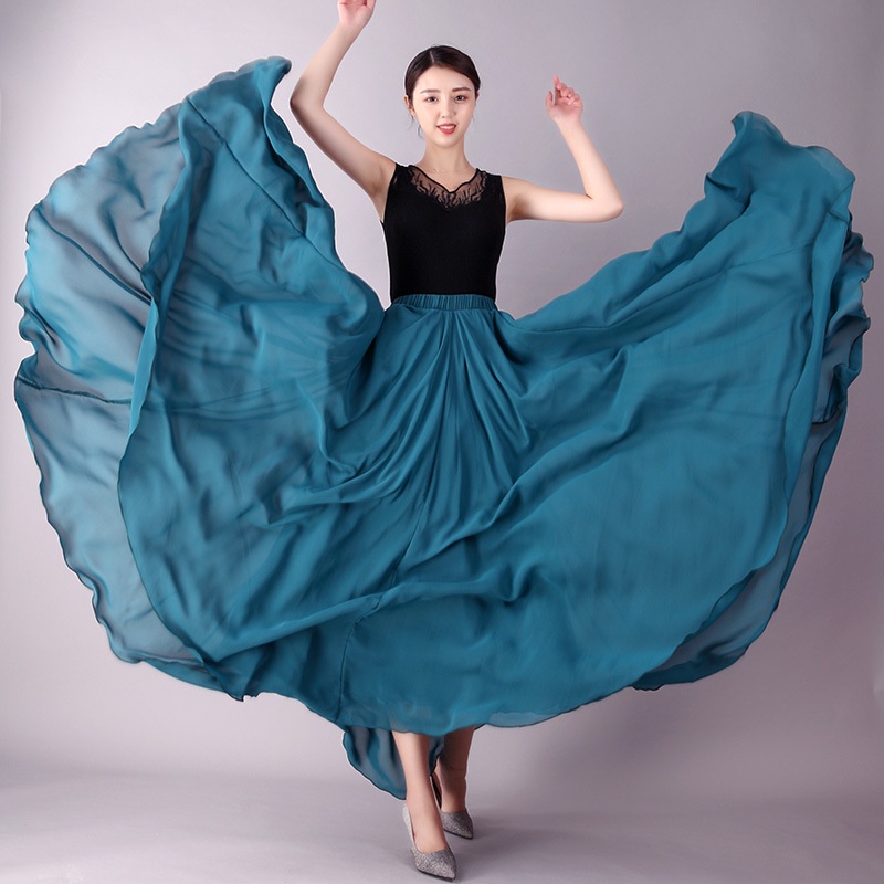 Váy hai lớp 720 độ Drape Váy voan đi biển Váy khiêu vũ
