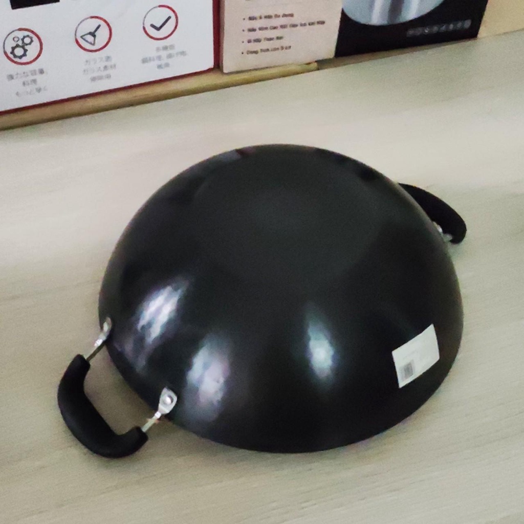 Chảo xào thép sâu lòng vân kim cương Greencook GCW02 size 32/34cm dùng mọi loại bếp, chống dính tự nhiên