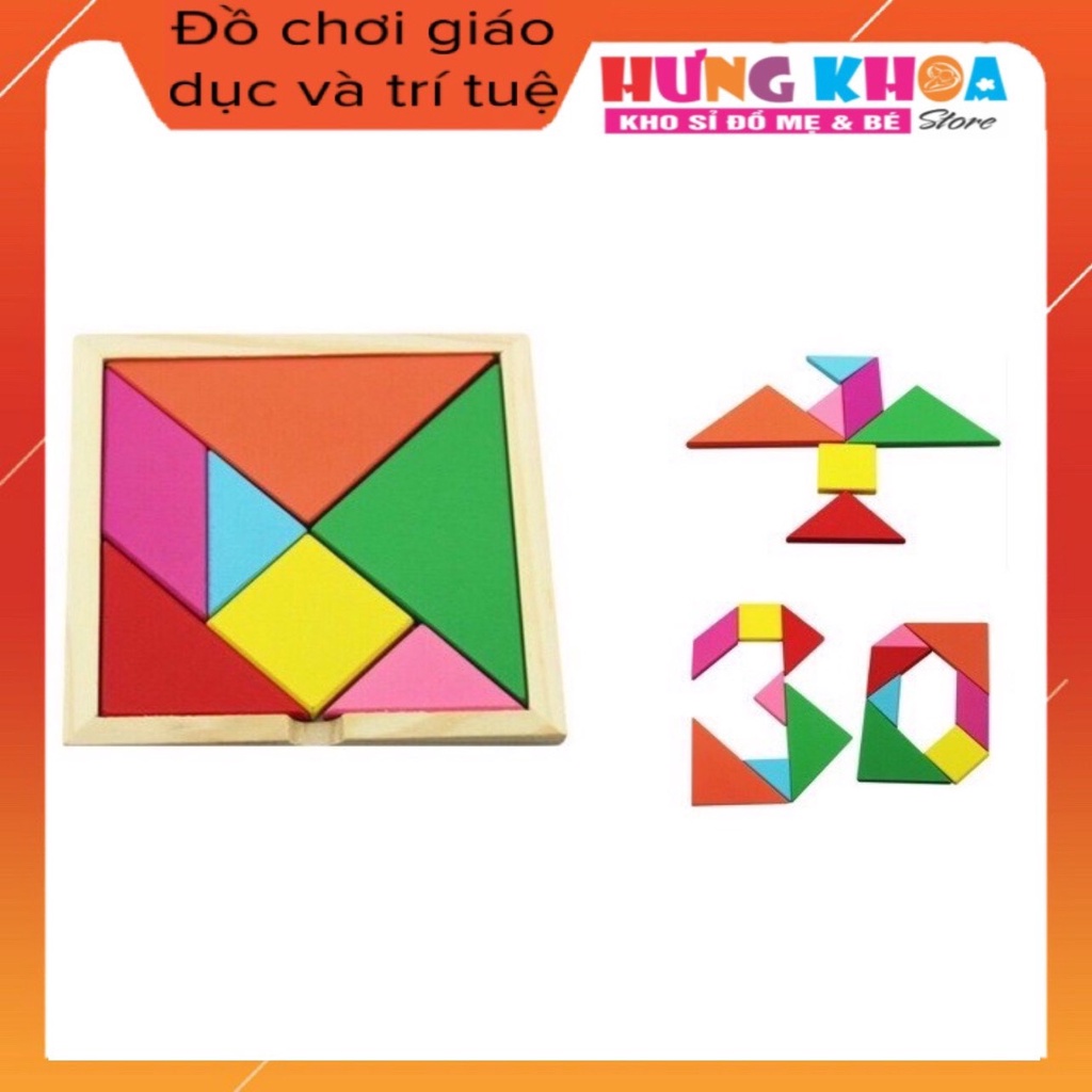 Bộ ghép trò chơi trí uẩn Tangram giúp bé phân biệt màu sắc, phân biệt to nhỏ và phát triển trí tuệ