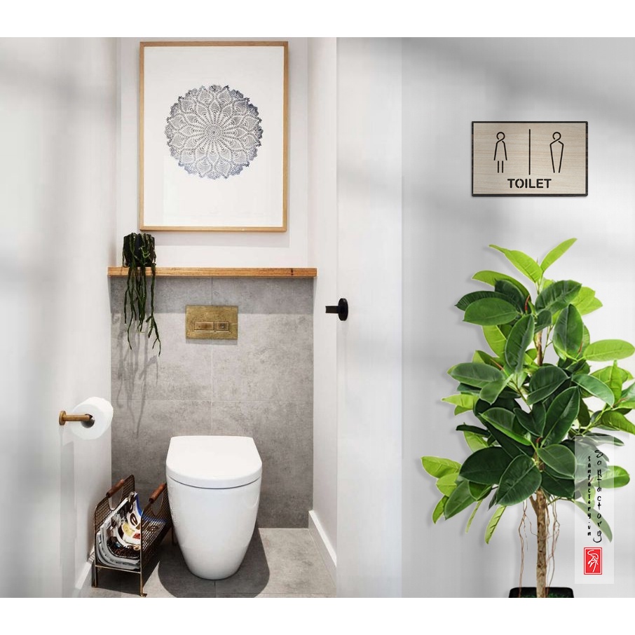 Biển gỗ toilet dán cửa nhà vệ sinh cắt laser độc đáo SAN-TL14