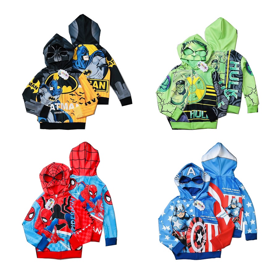 Áo khoác hình siêu nhân cho trẻ em từ 2 tuổi đến 5 tuổi, người nhện, batman, hulk AK40 mới nhất 2023