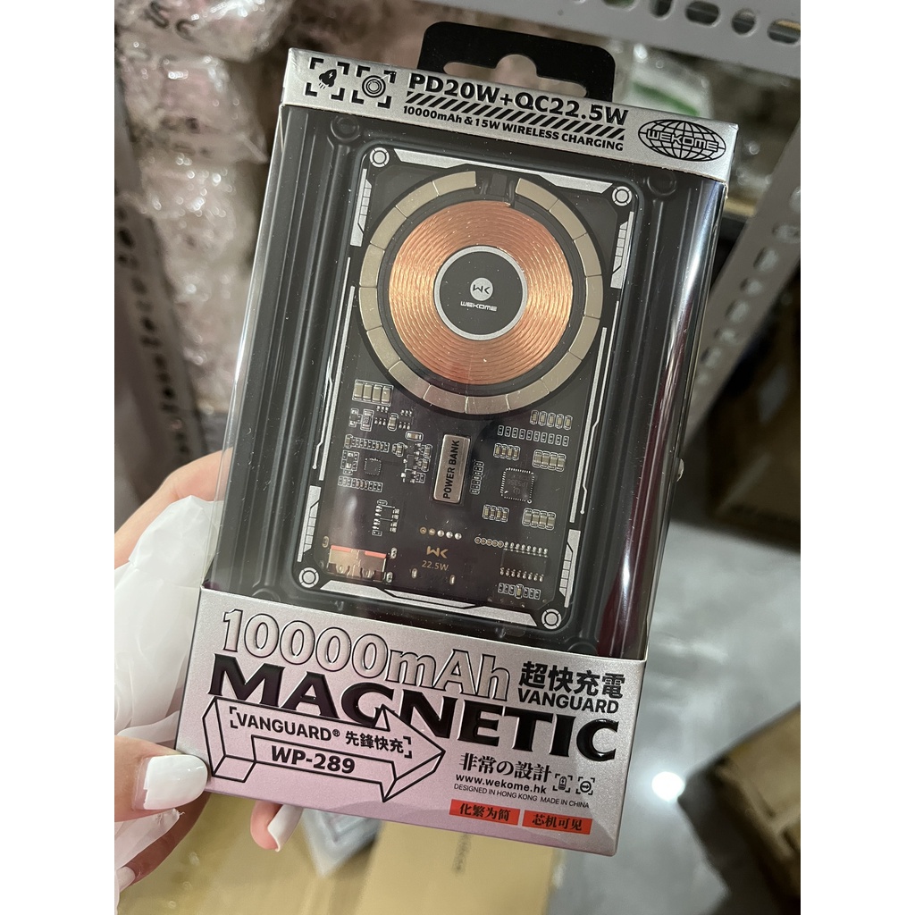 Sạc dự phòng không dây trong suốt WEKOME 22.5W dung lượng 10.000 mAh thiết kế độc đáo cho điện thoại iP