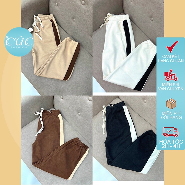 Quần jogger nữ kẻ sọc đi chơi, đi làm Cúc Fashion quần joger thun tăm QJ21