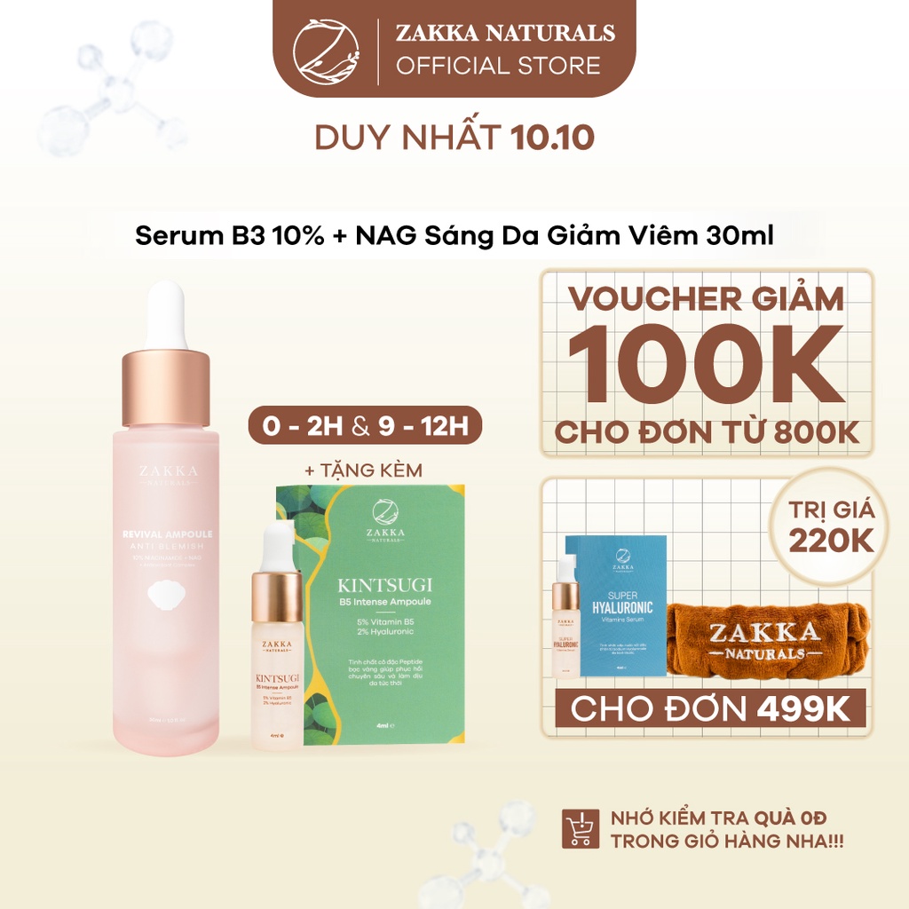Tinh chất (Serum) B3 Zakka Naturals Revival Ampoule Anti Blemish 10% Niacinamide + NAG 30ml