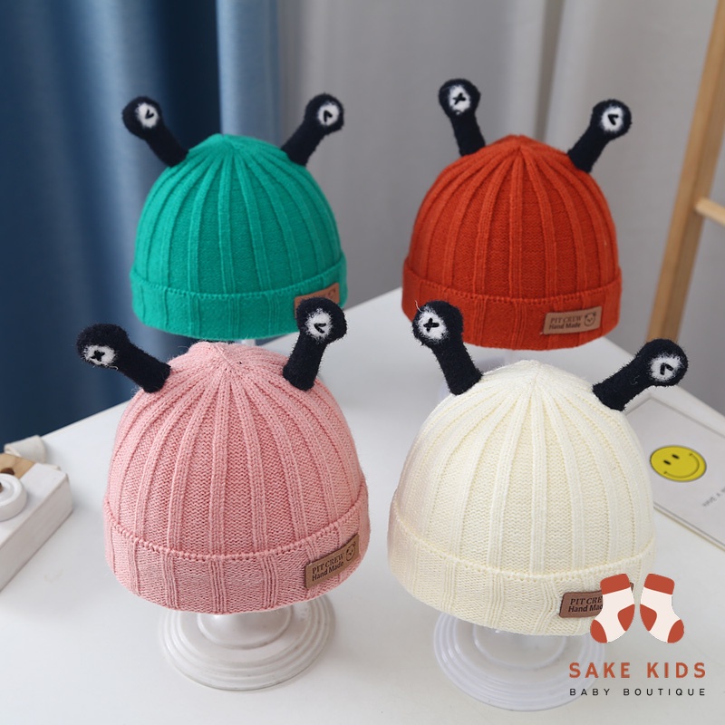 Mũ len cho bé - Mũ len gắn mác phối sừng dễ thương chất len mềm nhiều màu bé trai bé gái từ 0-18 tháng tuổi ML13