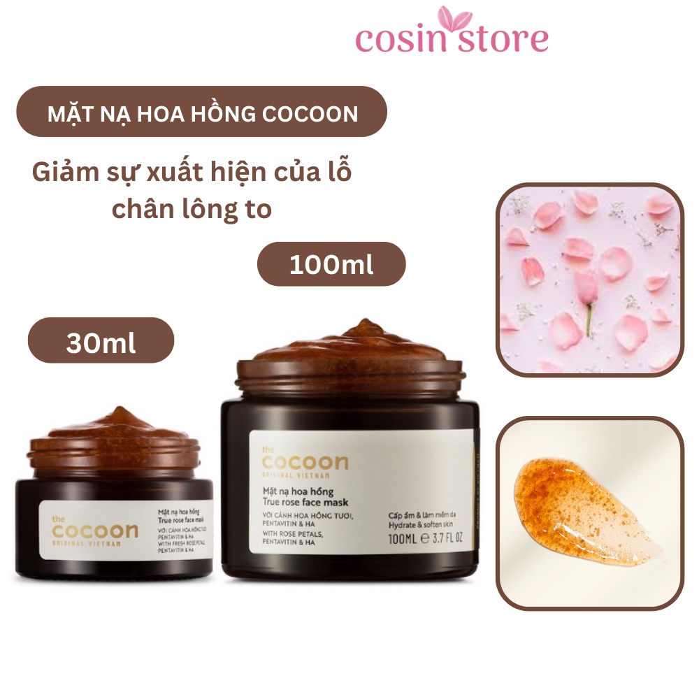 Mặt nạ hoa hồng 30ml 100ml Cocoon làm dịu, cấp ẩm và làm mềm tức thì Cosin Store