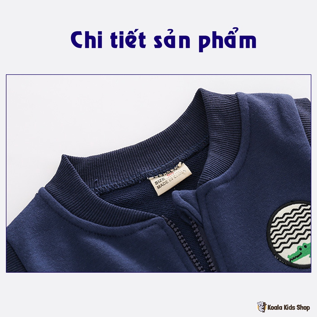 Áo ghi lê bé trai WELLKIDS Áo khoác nỉ da cá ba lỗ thu đông cho trẻ em 1-7 tuổi