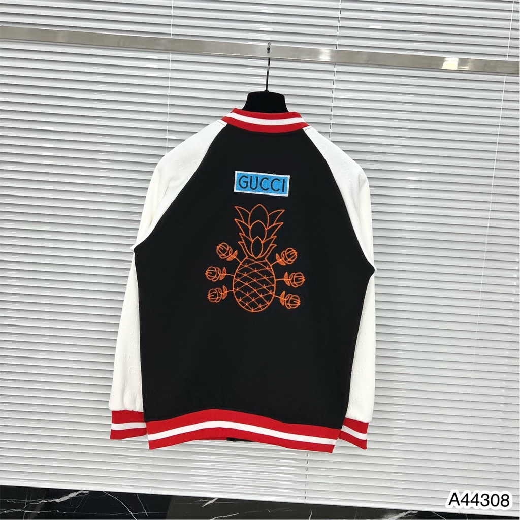 Áo Khoác Bomber Nam Gc Họa Tiết Hình Thêu Quả Dứa Sau Lưng - Áo Khoác Nam Nữ Gc Chất Dạ Tay Da Cao Cấp DT FASHION MENWEA